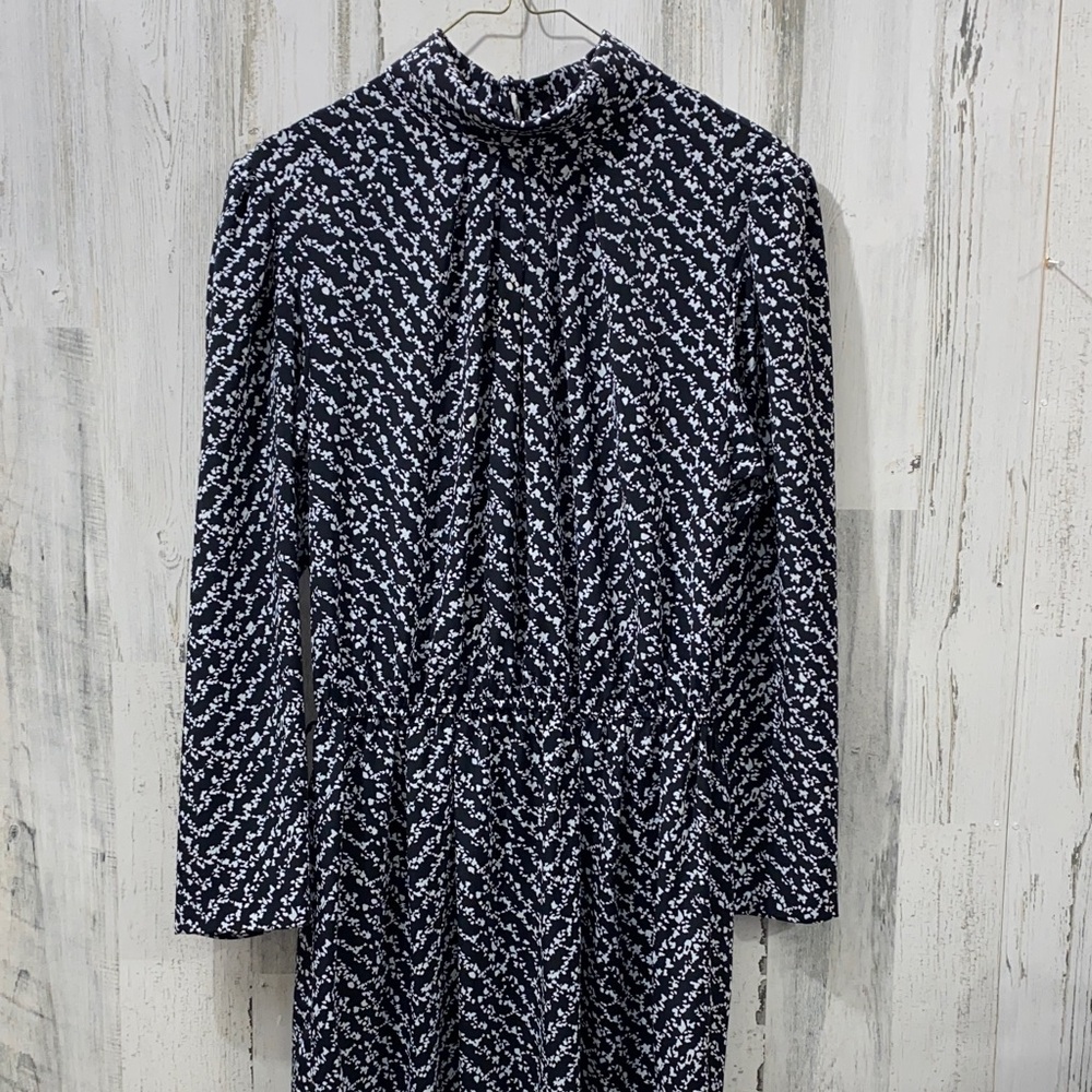 0801 Pellini Petites Elegant Black and White Patterned Dress